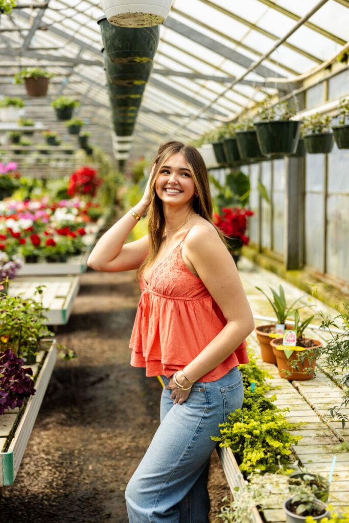 Senior photo in greenhouse (berks county and montgomery county, pa)