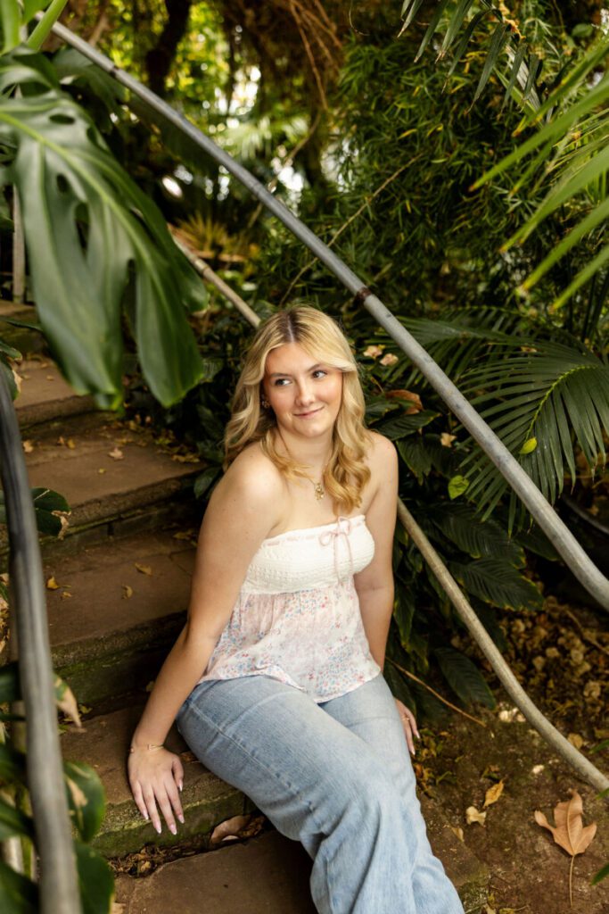 Senior photo in greenhouse berks and montgomery county pa